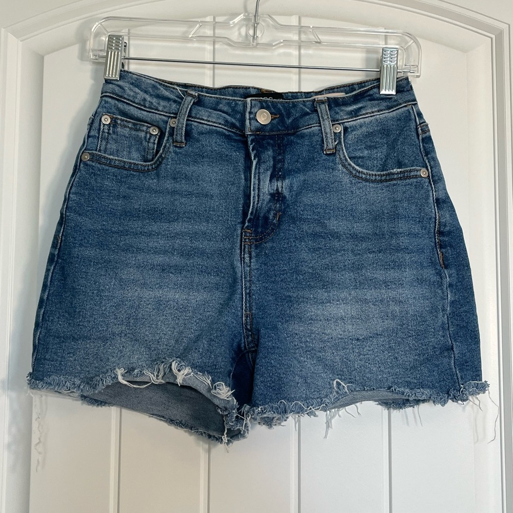 BCBGeneration Indigo Frayed Hem Jean Shorts